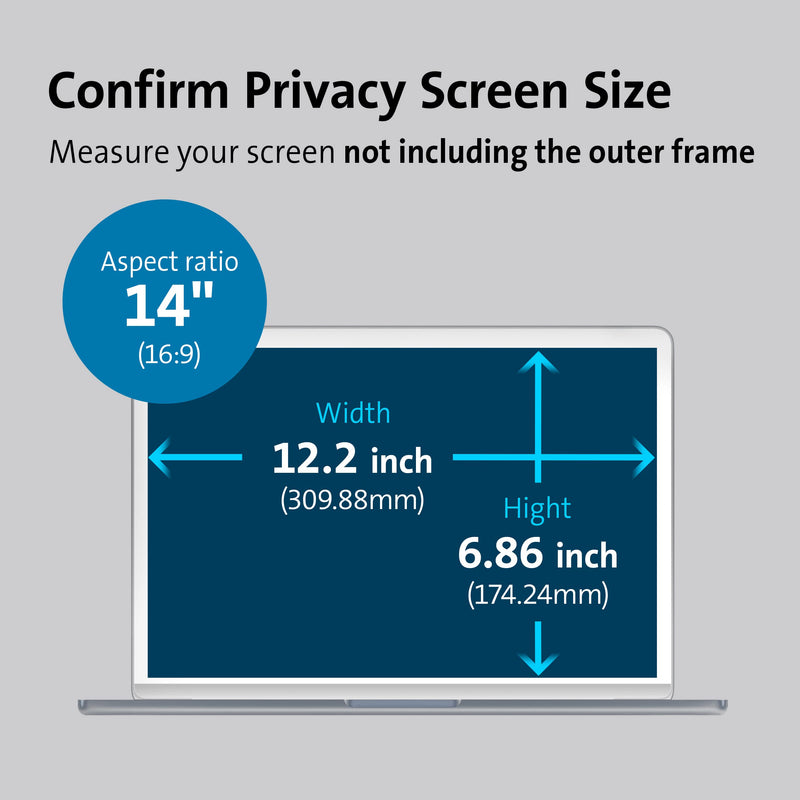 Kensington MagPro™ Magnetic Laptop Privacy Screen 14 inch Compatible with HP Elitebook Dell Xps Lenovo Thinkpad X1 T14, Removable 16:9 Laptop Privacy Filter, Anti-Glare, Blue Ray Reduction(K58352WW) Laptop PC 16:9 aspect 14" (16:9)