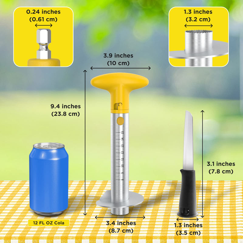 YYP Pineapple Cutter with Knife, [Upgraded, Electric & Manual] Durable Pineapple Corer with Electric Drill Accessory, Stainless Steel Fruit Peeler Knife Pineapple Slicer Core Remover Kitchen Tool Pineapple Corer with Knife