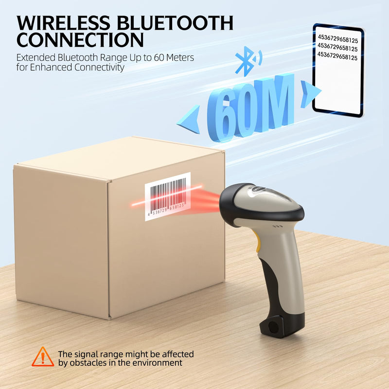 TEEMI Bluetooth Barcode Scanner with Optional Stand, 1d Laser Handheld Automatic Bar Code Reader for iPhone iPad Android Tablet PC, Mac OS X, Android, Windows 10 and iOS 14 (Stand Included) Stand Included