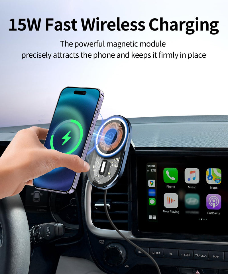 Wireless Charging car Phone Holder for Hyundai Venue 2020-2025 Accessories 8-inch Screen Fixed Clip,360° Rotation car Phone Mount Compatible with MagSafe