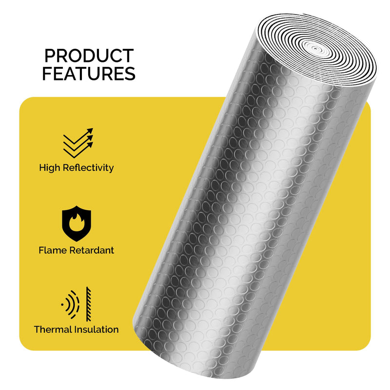 fowong Reflective Window Insulation Roll, 59"x99" Window Insulation Kit for Winter, Thermal RV Reflcetive Aluminum Foil Bubble Heat Shield Radiant Barrier for Garage, Roof, Attic 59" x 99" X 3mm