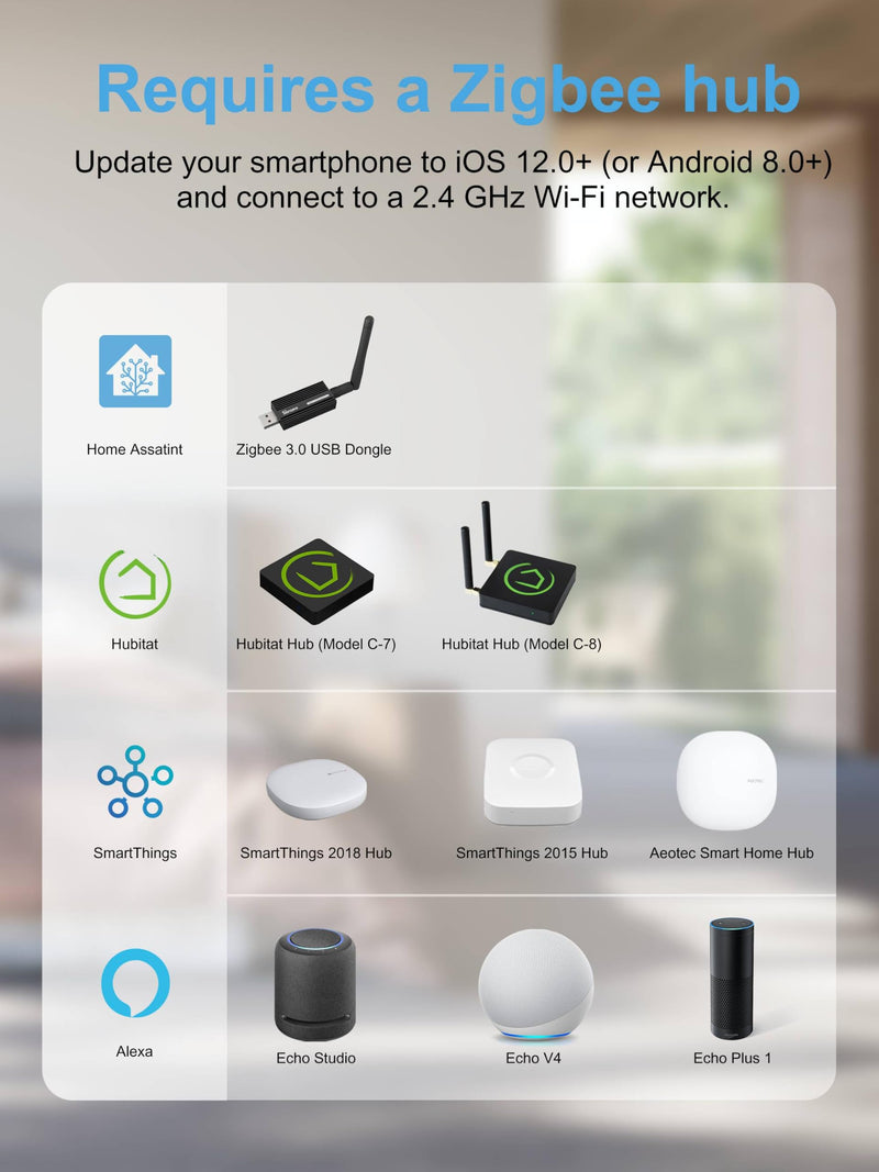 EIGHTREE Zigbee Smart Plug 15A, Energy Monitoring, 𝗭𝗶𝗴𝗯𝗲𝗲 𝗛𝘂𝗯 Required, ETL Certified, Smart Plugs that Compatible with Alexa & Home Assistant & SmartThings, 4 Packs 4 Pack
