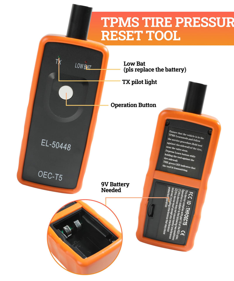 Universal TPMS Relearn Tool,System Programming Training,OEC-T5 Tire Pressure Monitor System Activation Tool,Automotive Tire Sensor Reset Tool,EL-50448 TPMS Reset Tool
