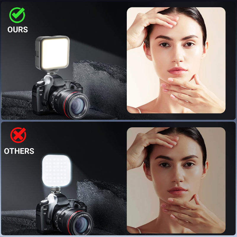 On-Camera Video Light, Rechargeable LED Mini Bright Light for Photography, Portable Camera Lighting for DSLR Camera, GoPro, Phone, Compatible with Sony Nikon Canon Panasonic