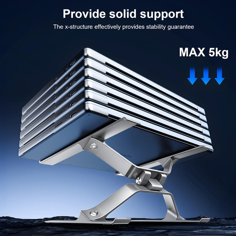 Adjustable Laptop Stand for Desk, Portable Laptop Riser, Ergonomic Computer Notebook Holder for MacBook Pro Air, Dell XPS, HP, Lenovo (13.3-17.3'') (Silver) Silver