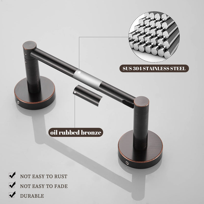 Bronze Toilet Paper Holder Towel Ring,Oil Rubbed Bathroom Hardware Set,Hand Towel Holder Wall Mount Tissue Roll Holder with Double Post Bath Accessories SUS304 Stainless Steel 2pc Oil Rubbed Bronze 2 Pieces