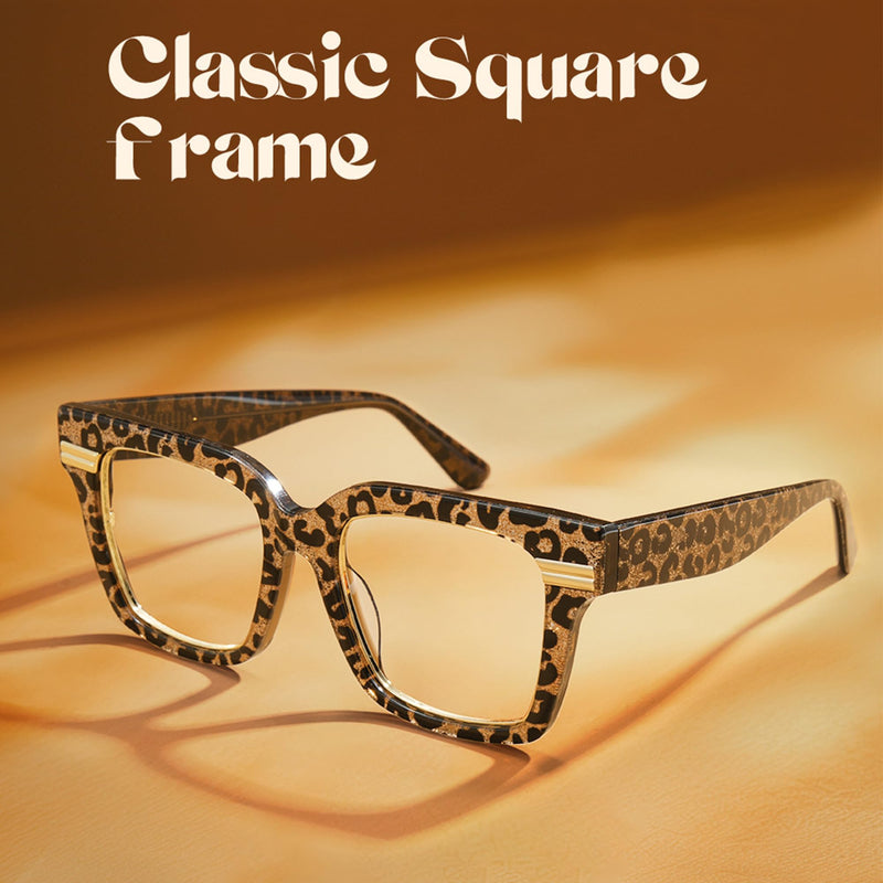 Zeelool Glasses Frame for Women, Personality Fit Glasses Eyeglasses with Non-prescription Clear Lenses Taylor ZJGX799757 Leopard Print Blue Light Blocking Lens