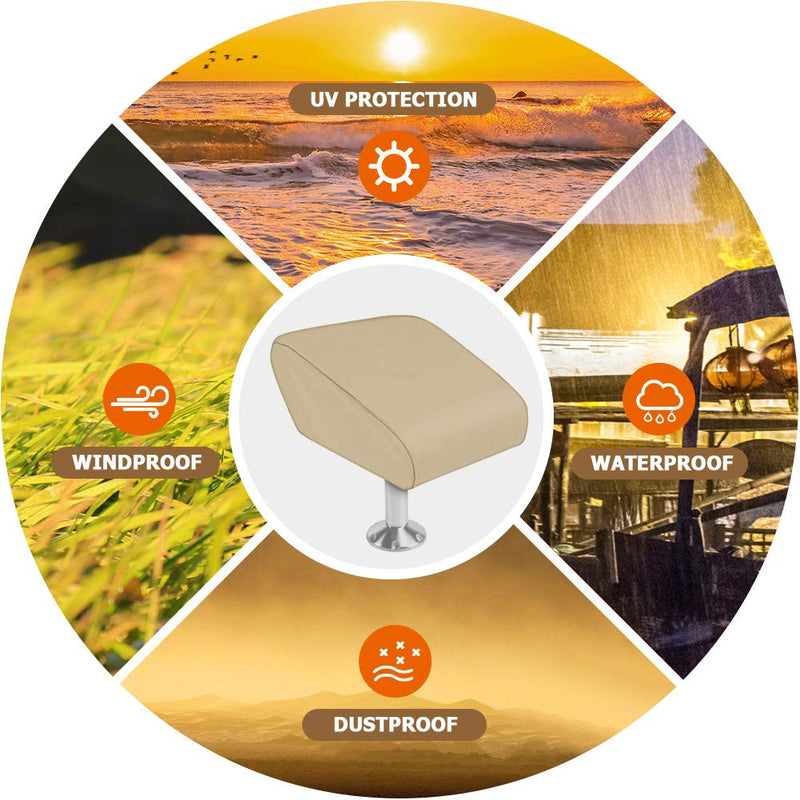 iCOVER Boat Folding Seat Cover - 600 Denier Canvas Waterproof Heavy-Duty Weather Resistant Material Trailerable Fishing Chair Covers Beige 2 Pack