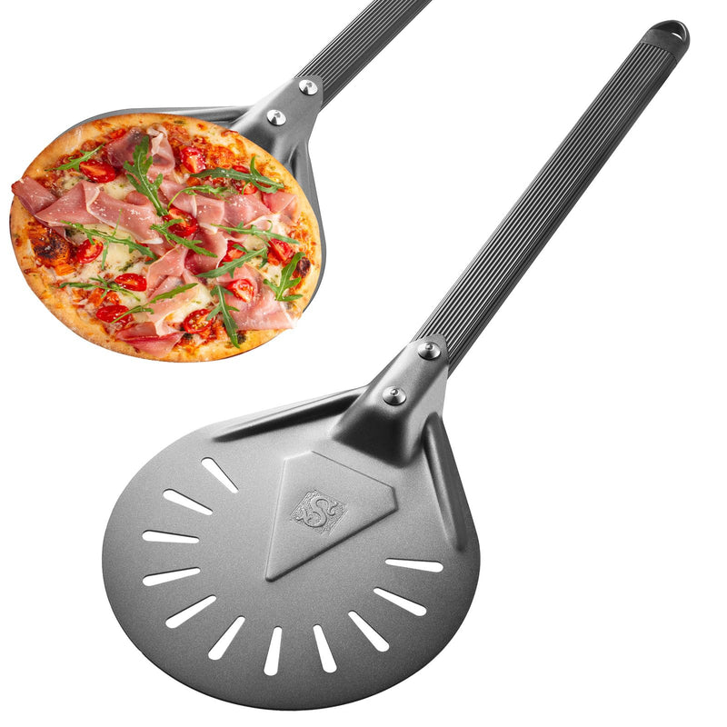 Pizza Turning Peel with Vintage Embossed Initials – Ideal for Outdoor Pizza Ovens – Perfect Pizza Turning Tool and Great Father's Day Gift and BBQ Stocking Stuffer (M) M