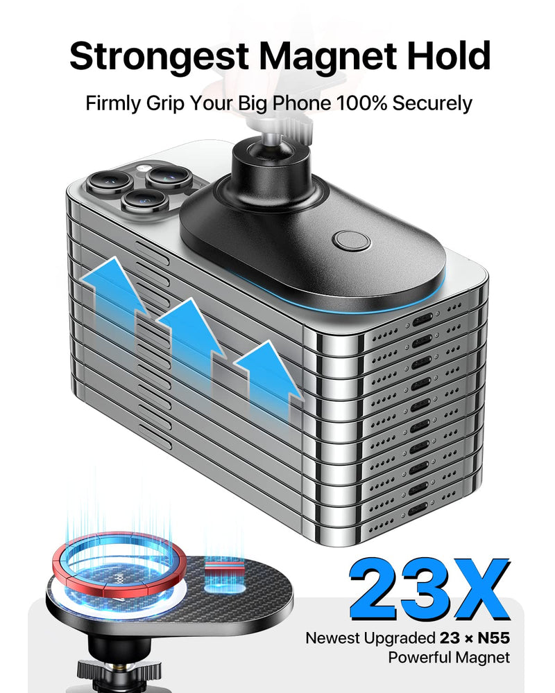 andobil Upgraded for Magsafe Car Mount Pro [Strongest Magnet, Big Phone Friendly] 360° Rotation Magnetic Phone Holder for Car Vent for iPhone 17 Pro Max 16/15/14/13/12 Samsung S25/S24 (Carbon Fiber) Black