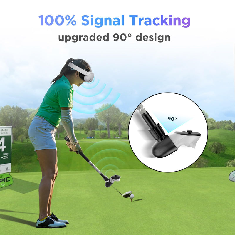 YOGES VR Golf Club Attachment Compatible with Meta Quest 3S/ Quest 3/ Oculus Quest 2 Controller, Non-Slip VR Golf Handle Grips 90 Degree Keep Tracking for Golf VR Games (ONLY for Right Controller)