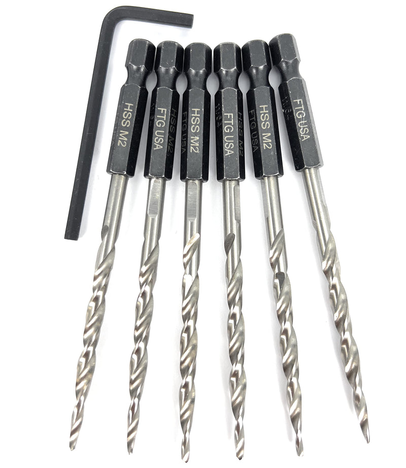 FTG USA Replacement Tapered Countersink Drill Bit Set 6 Pc (#10) 3/16" #10 6 Piece Same Size