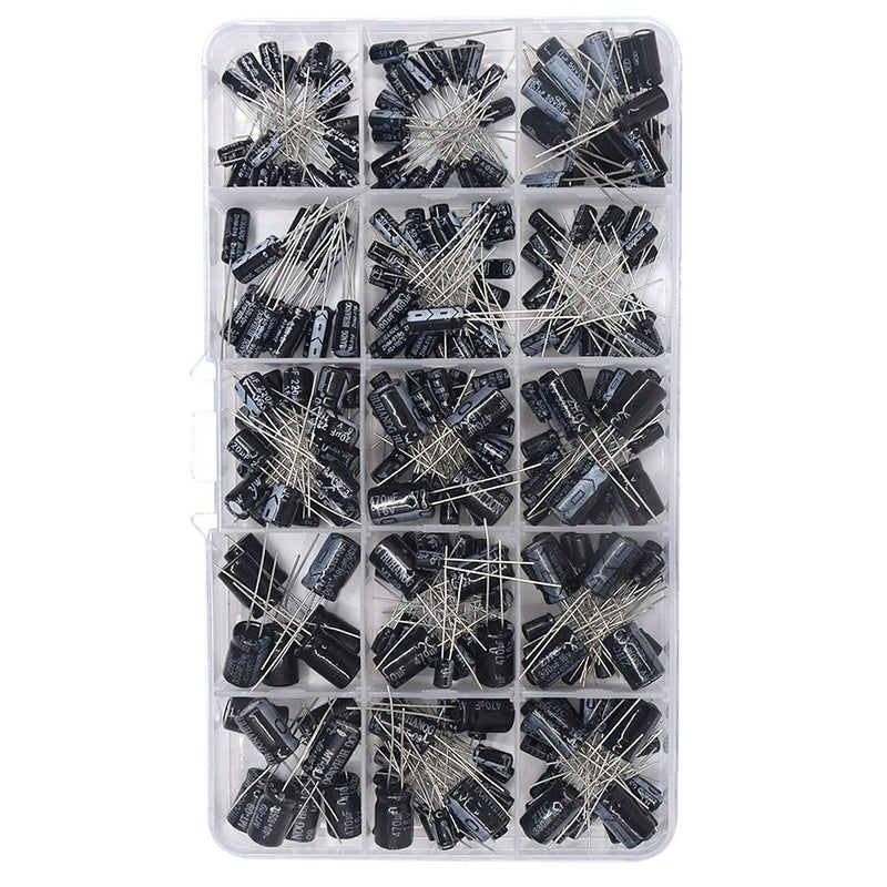 ARCELI 300pcs 15Value Electrolytic Capacitor Range 0.1uF to 470uF Capacitor Assortment Kit