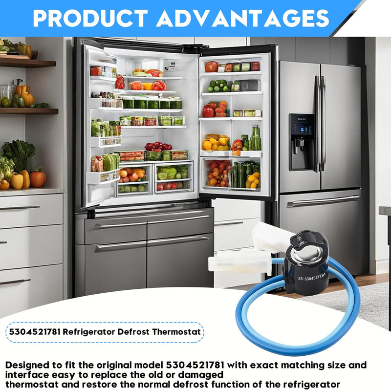 5304521781 Defrost Thermostat fits for various Frigidaire brand Refrigerator,Compatible with Kenmore, Electrolux And Other Brands,Replaces AP6893121,808062701,4931265,5304520990,PS12729016