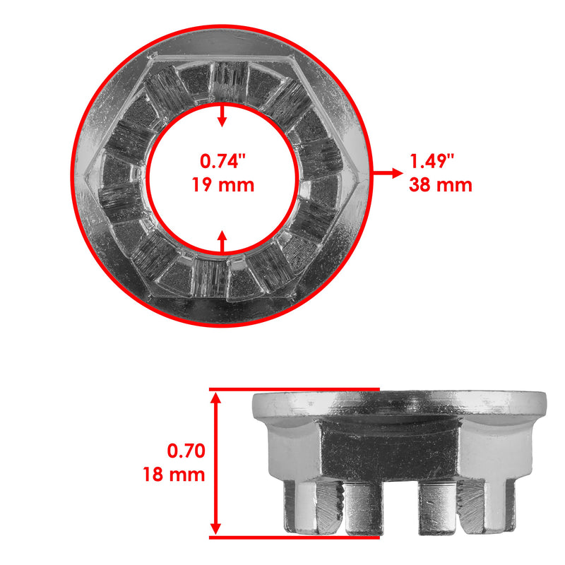 Caltric Set of 2 Rear Axle Nuts with Pin Compatible with Honda Trx420Fm Trx420Fpm Rancher 420 2007-2017