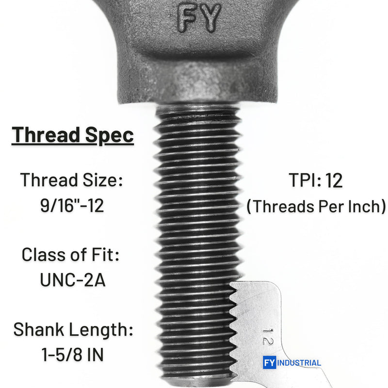 3 Pcs Lifting Shoulder Eye Bolts 9/16"-12 X 1-5/8" 9/16"-12 X 1-5/8" Self Colored 3