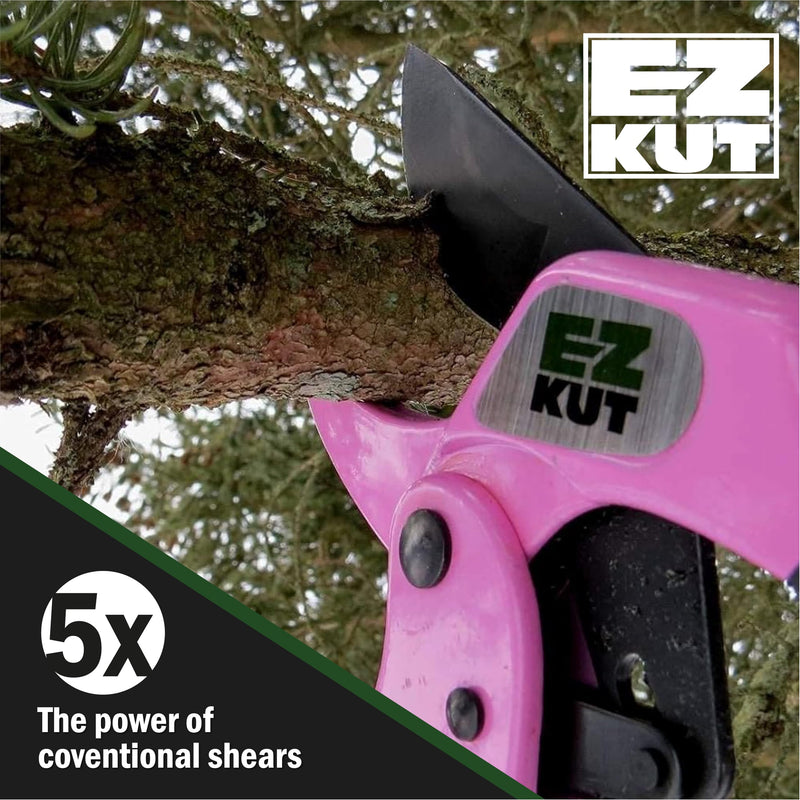 EZ Kut Heavy Duty Pruners Ratchet Hand Pruner with Ratcheting Action Great Garden Hand Tool Clippers Gardening pruners arthritis tools Ratcheting Anvil Hand Pruner Pruning Shears Heavy Duty Since 1988 3130PNK