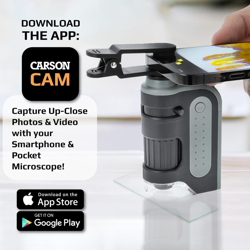 Carson Smartphone Digiscoping Adapter Clip for MicroBrite Plus 60x-120x LED Lighted Pocket Microscope with CarsonCam Phone App Converts into Powerful Handheld Digital Microscope (MM-310) 1 Smartphone Clip (MM-310)