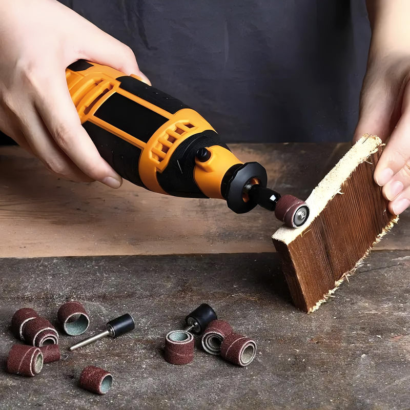 LPZMPZ 242 Pcs Sanding Sleeves Nail Cutter with 80/120/180 Grit | Sanding Cylinder Compatible with Dremel Rotary Tool Sanding Attachments, for 240 Sanding Sleeves + 2 Sanding Drums