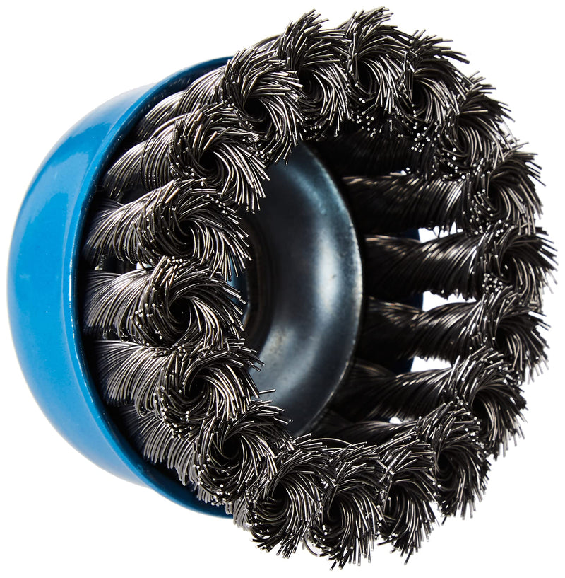Bosch Professional 1x cup brush braided steel wire heavy for metal (steel, color, Ø 75 mm, 0.35 mm, thread, M14, accessories for angle and straight grinders) wire thickness 0.35 mm