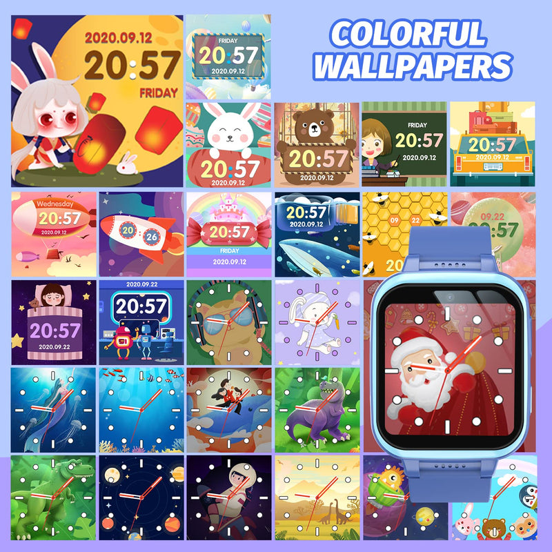 Kids Smart Watch with Puzzle Games HD Touch Screen Camera Video Music Player Pedometer Alarm Clock Flashlight Fashion Kids Smartwatch Gift for 6-13 Year Old Boys Girls Toys Blue