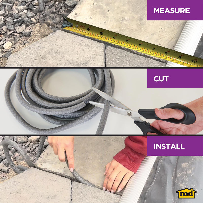 M-D Building Products - Versatile Gray Foam Backer Rod Set 1/2in x 20ft - Essential Caulk Saver for Sealing Concrete Gaps,Expansion Joints,and Crack Filling (71480),(Pack of 12) 20 ft. for 1/2 in. Gaps (Pack of 12)