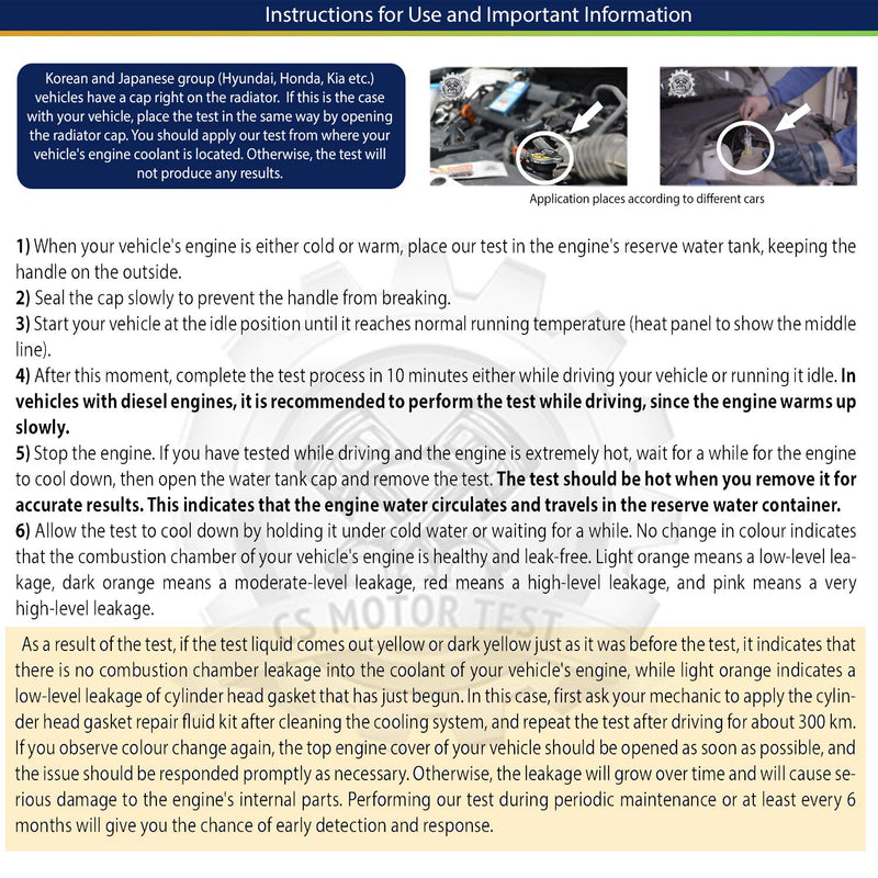 CS Engine Combustion Real-TIME Leak Tester - Cylinder Head Gasket CO2 Head Tester - Test While Driving - Petrol Diesel Gas - Engine Under Load Head Gasket Test Kit- 2 PCS in a Box