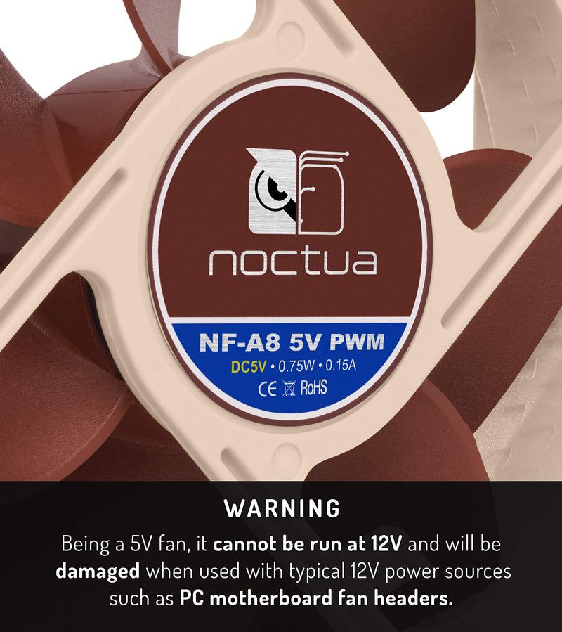 Noctua NF-A8 5V PWM, Premium Quiet Fan with USB Power Adaptor Cable, 4-Pin, 5V Version (80mm, Brown) (Pack of 2) 80x80x25mm (Pack of 2)