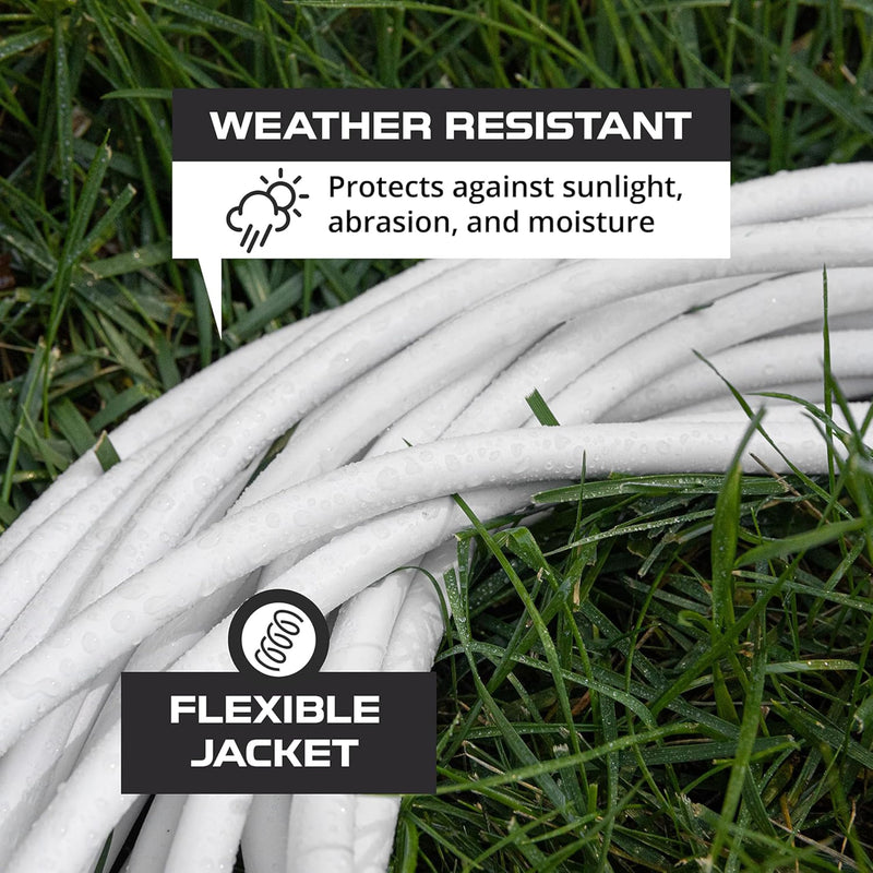 Iron Forge Cable 25ft White Outdoor Extension Cord with 3 Outlets - 16/3 SJTW 25ft Extension Cord 3 Prong, 13 Amp All-Weather Heavy Duty Power Cable 25 Foot