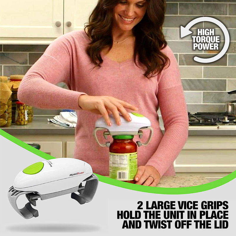 Robotwist Automatic Jar Opener, Deluxe Model with Improved Torque, Robo Twist Kitchen Gadgets for Home, Electric Handsfree Easy Jar Opener – Works on All Jar Sizes, As Seen on TV Small