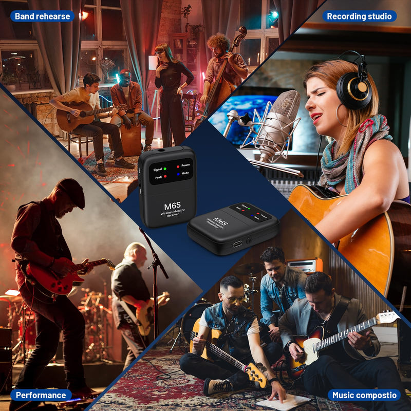 Keten Wireless in Ear Monitor System, 2.4G Automatic Pairing IEM System for Musicians with Transmitter & Beltpack Receiver, Lightweight and Portable for Live Performance, Band, Studio
