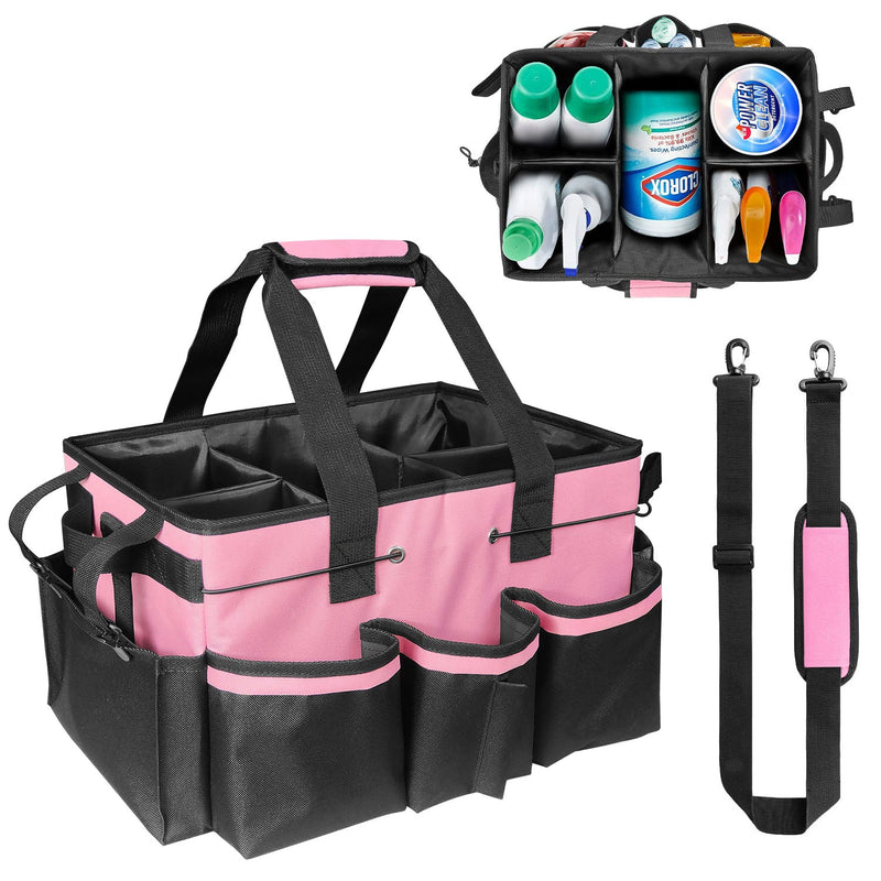 Large Cleaning Caddy Bag-Wearable, Waterproof, Heavy, Duty Pink