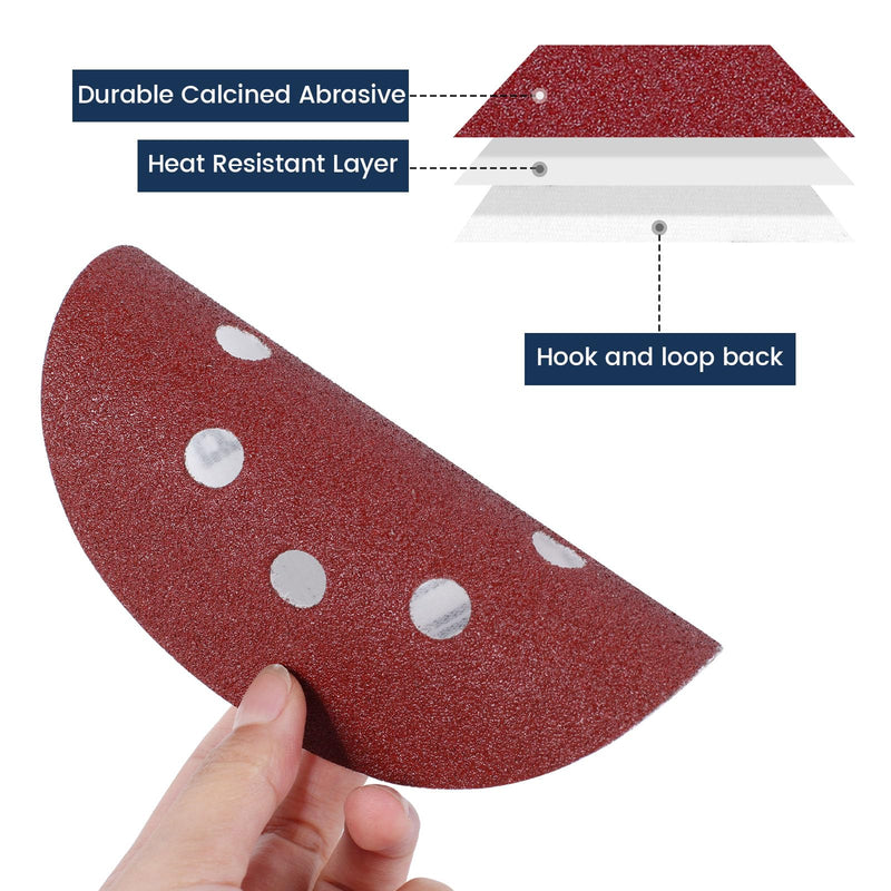 Pack of 100 Sandpaper 125 mm, Sanding Discs 8 Holes, P40/P60/P80/P120/P180/P240/P320/P400 Eccentric Round Sandpaper Pack of 100 mixed grit