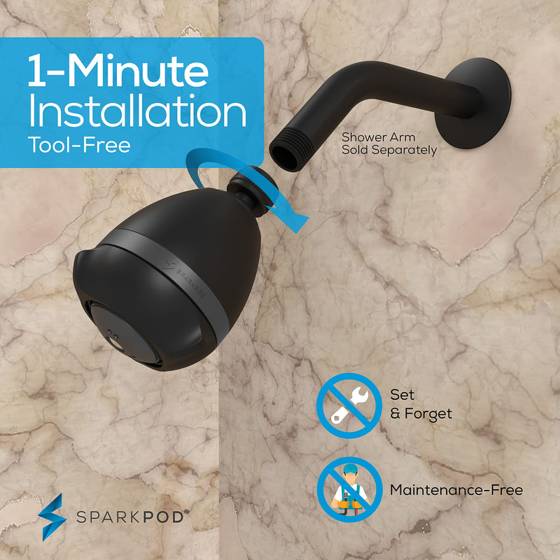 SparkPod 3-Inch Extreme High Pressure Shower Heads - Pressure Boosting with Rain, Massage & Pulsating Mode, Powerful Water-Saving Showerhead - 2.5 GPM Fixed Shower Head (Midnight Black Matte) 3. Midnight Black Matte