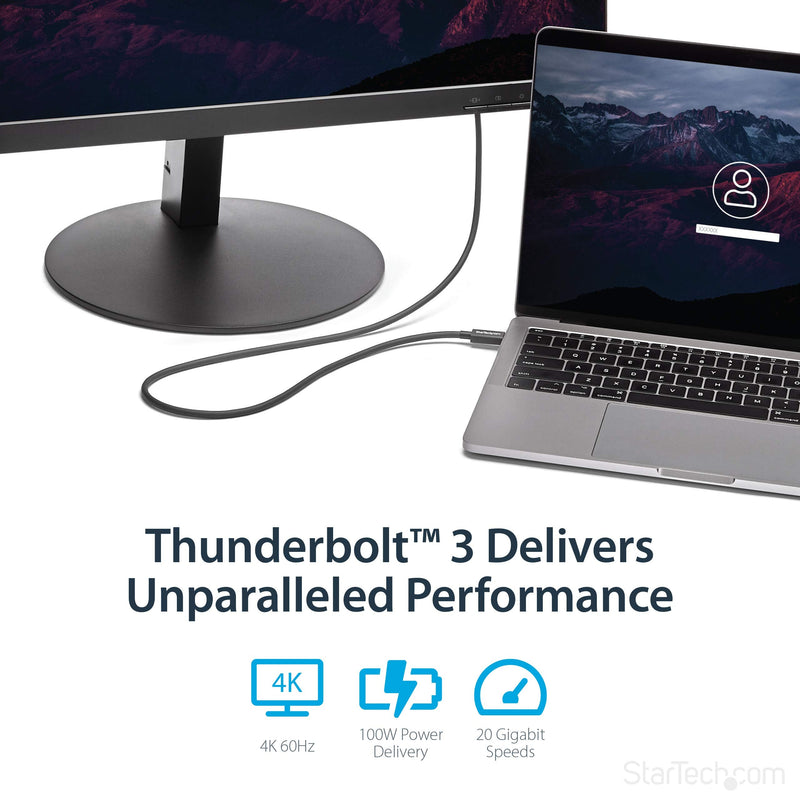 StarTech 6.6ft/2m Passive Thunderbolt 3 Cable 20Gbps, 4K60, 100W, Certified 6ft 20Gbps | Black