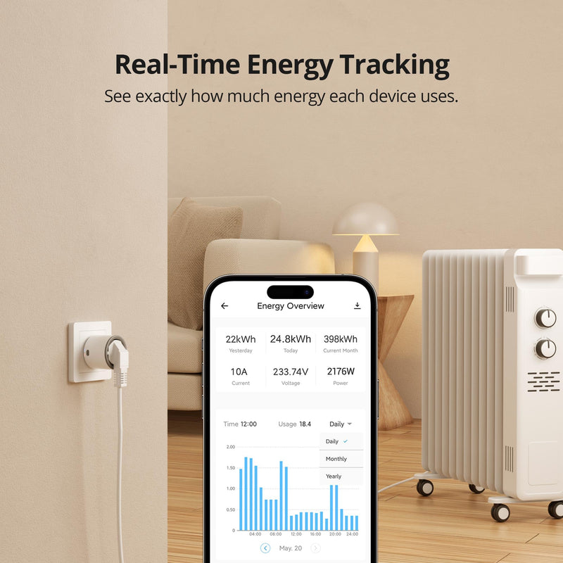 SONOFF S60ZBTPF Zigbee Socket - Remote Control, Energy Measurement, Zigbee Repeater, Schedules, Overload Protection, Compatible with the eWeLink App - Requires Zigbee Gateway White