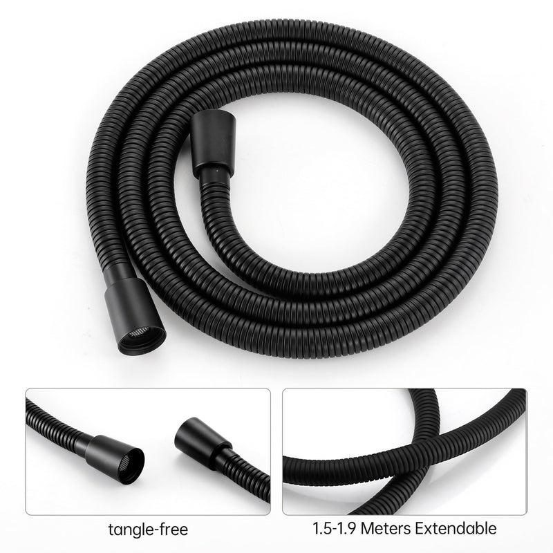 KES BRASS Handheld Shower Head with 1.5-Meter Long Hose and Holder Bracket Replacement Showerhead for Bathroom Showering System Contemporary Square Style Matte Black Finish, LP135-BK