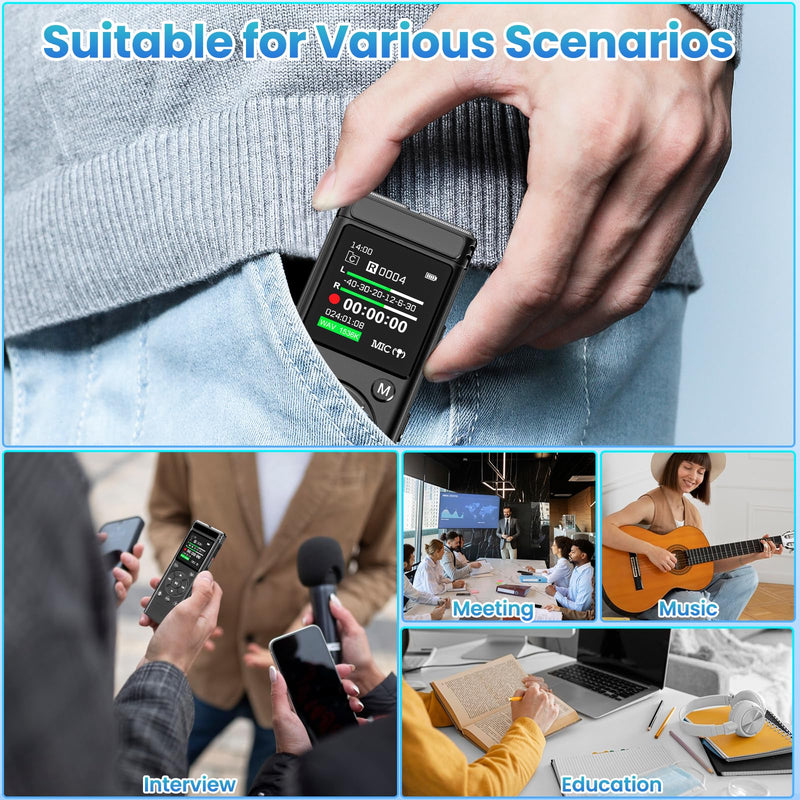 136GB Digital Voice Recorder with Playback,9000 Hours Audio Recording Device,Voice Activated Recorder with Noise Reduction,A-B Repeat,Mp3 Player and Password for Lectures Meeting/Classes/Interviews 136GB