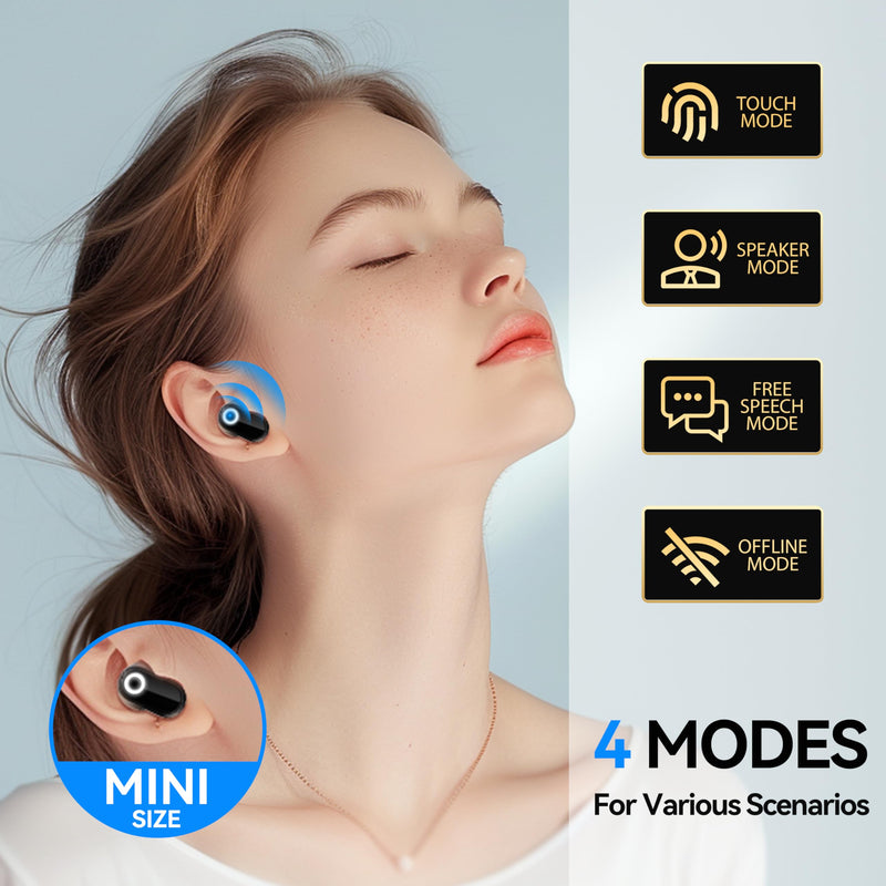 AI Language Translation Earbuds Real Time, in-Ear HD Sound 3-in-1 Long Battery TWS Translator Earphones 144 Languages & 8 Offline for Travel Business Learning(Black) Black