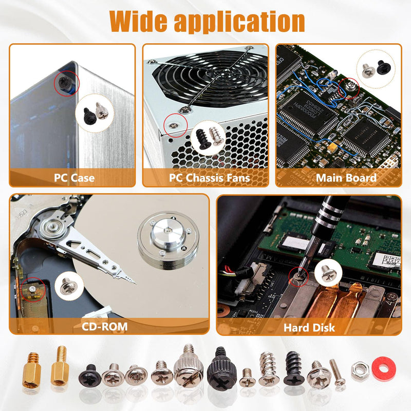 mankk 502PCS Computer Screw Assortment Kit Motherboard Standoffs Screws Laptop Screws for HDD Hard Drive,PC Case,Fan,ATX Case, SSD,CD-ROM