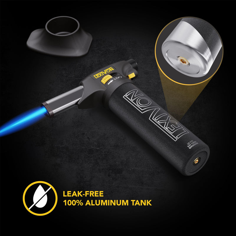 LEXIVON Butane Torch Lighter, Refillable Kitchen Cooking Torch | Self-Igniting with Safety Lock and Adjustable Flame | Pro-Grade Aluminum Tank (LX-775) Gas lighter