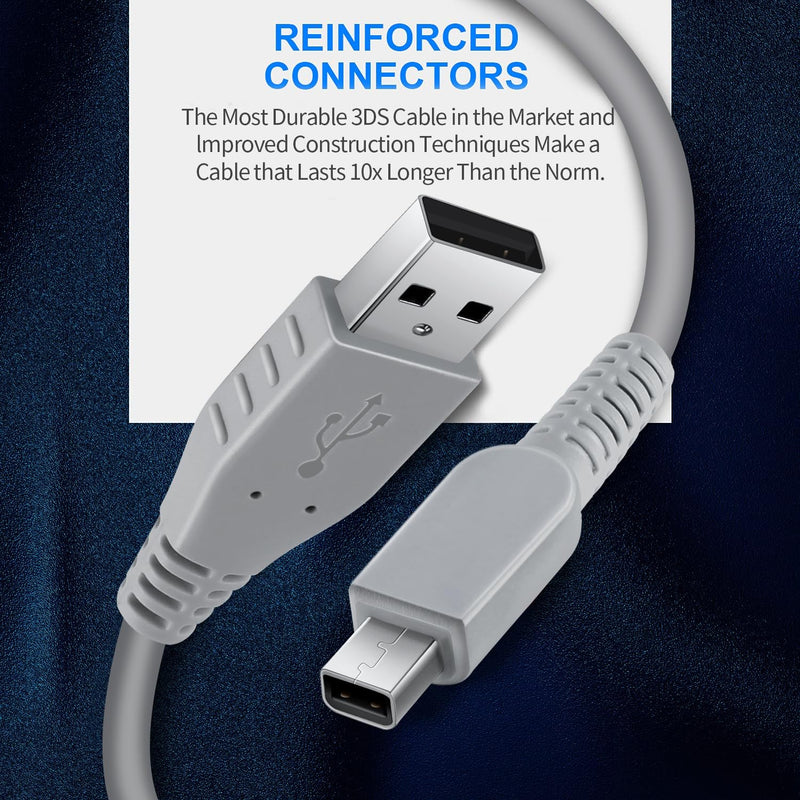3DS Charger Cable - 4.9FT OEM Original Replacement Power Charging Cord for New 3DS XL New 3DS 3DS XL New 2DS XL New 2DS 2DS XL 2DS DSi DSi XL (Bulk Packaging) (2) 2