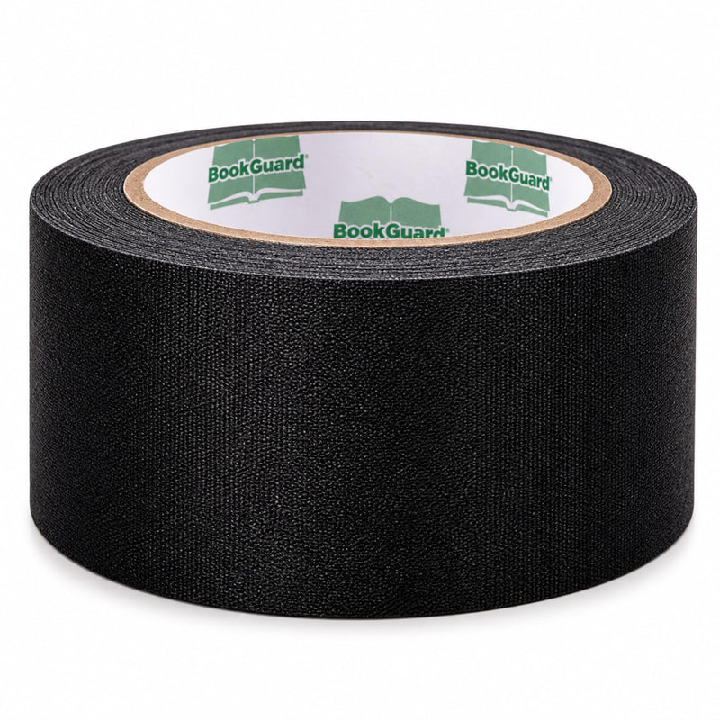 BookGuard 2 Inch Black Book Binding Tape, Bookbinding Repair Cloth Tape for Book Spines, Hinges, Covers, Bibles, Hymnals, Library Books, Schools, 15 Yards 2" Wide 1