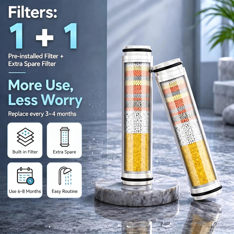 Vatex Filtered Shower Head with Handheld, High Pressure 4 Spray Showerhead with ON/OFF Switch, Shower Heads with 2 Filters for Hard Water Remove Chlorine, Reduce Dry Itchy Skin, Gray