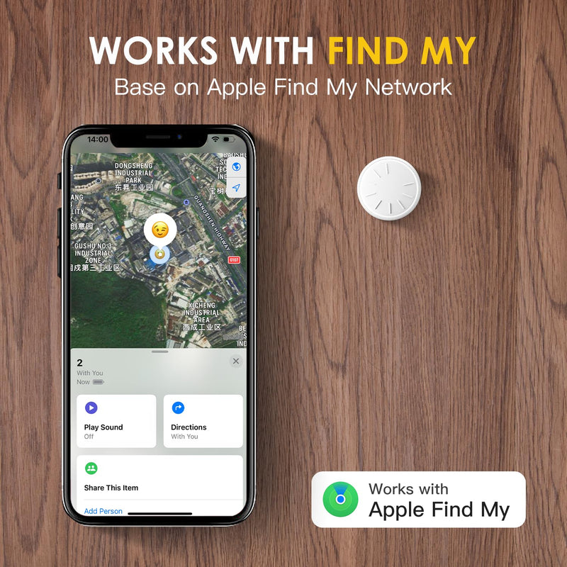 Key Finder 4 Pack, Compatible with Apple Find My (iOS Only), Bluetooth Tracker & Locator for Keys, Luggage, Remotes & More, includes 4 Waterproof Keychains, Long Battery Life, Real-Time Tracking