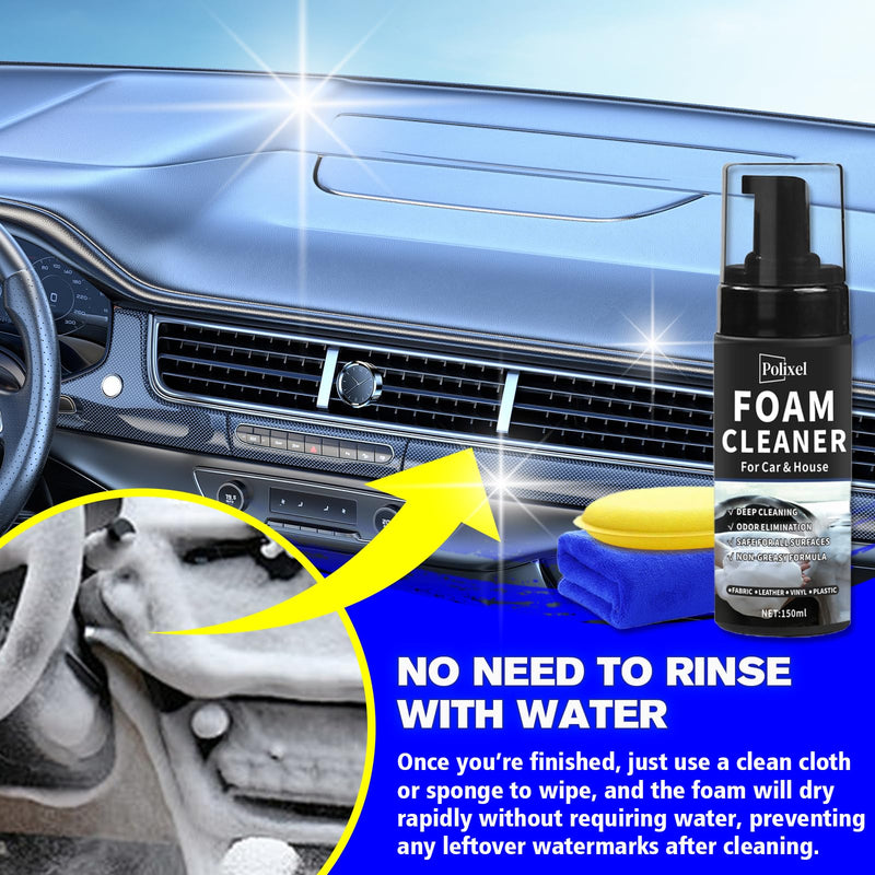 Multifunctional Foam Cleaner for Car - Car Interior Cleaner & Deep Stain Remover for Home, Car Seat Cleaner, Powerful Foam Removes Dirt and Stains from Fabric and Carpets - 5oz / 150ml