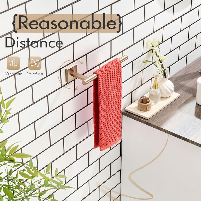 KOKOSIRI Bathroom Towel Bar Hand Towel Holders Wall Mount Toilet Kitchen Cabinet Paper Holder Stainless Steel Bath Hardware Champagne Bronze, B3008CPG 1 Pack