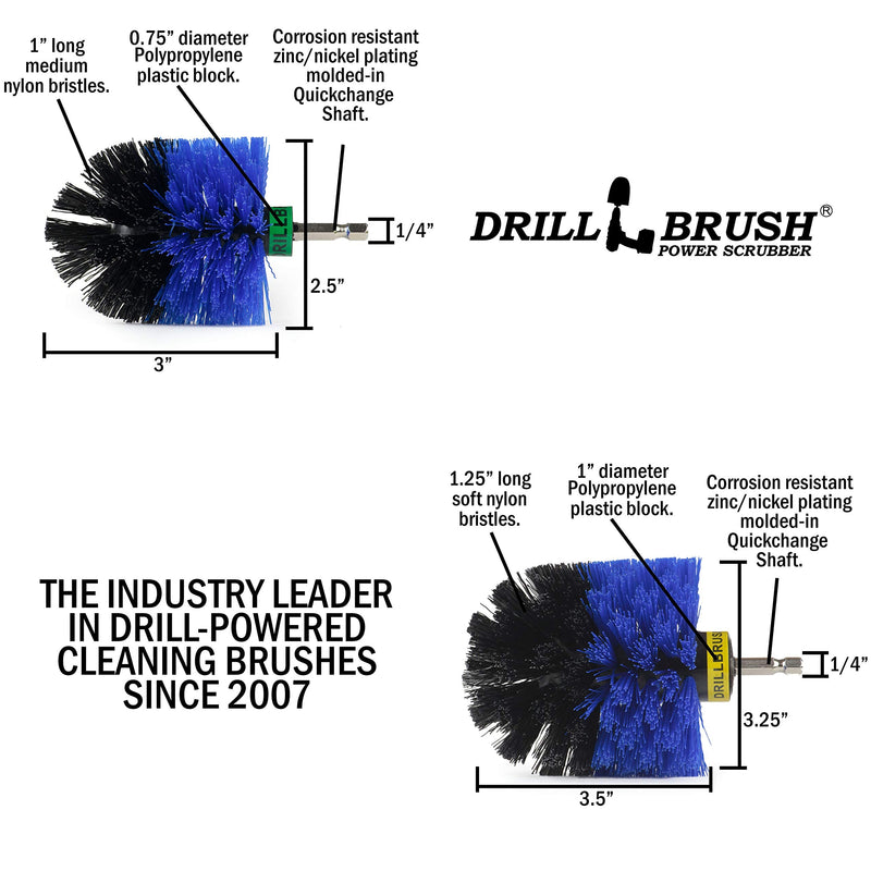 Drill Powered Scrubbing Brush Heads - Professional Boat Detailing Accessories - Aquatic Cleaning Supplies - Tank Scrubbing Brush - Boat Hull Cleaning Tools - Barnacle Busting Brush - Detailing Set Blue