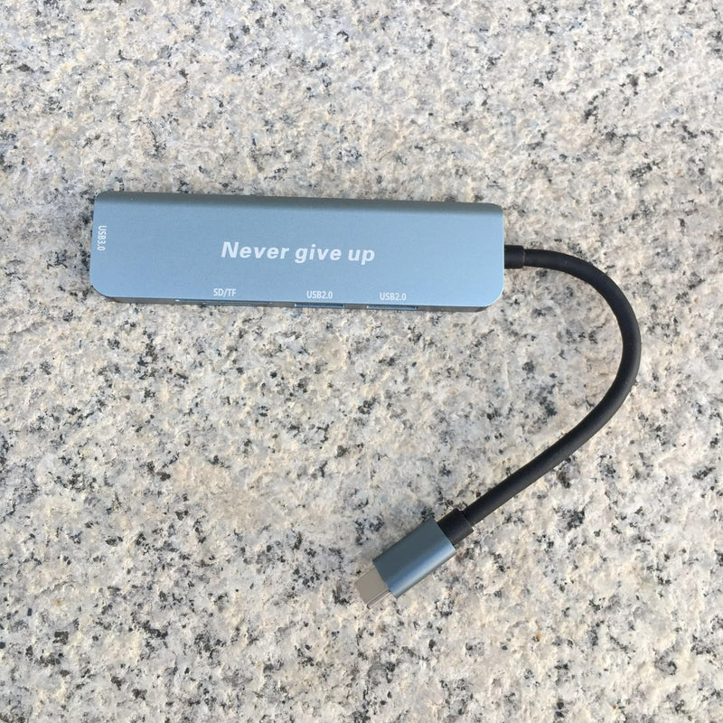 Valpha Type C to USB 2.0 and 3.0 hub TF/SD Card Reader high Speed Extender Dock (5 in 1) Converter with Laser Carving Never give up