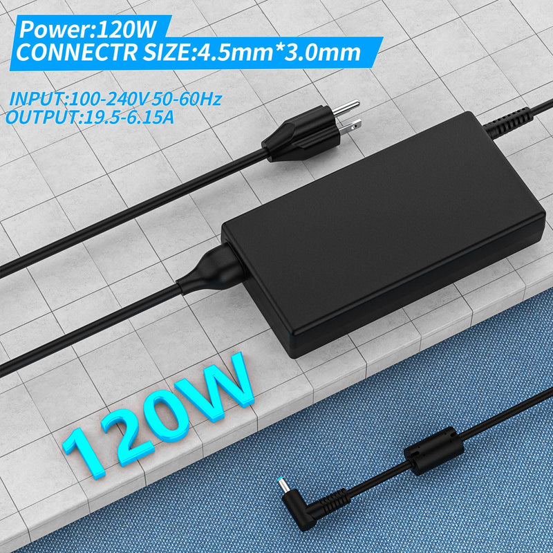 120W 19.5V 6.15A Laptop Charger 710415-001 Fit for HP USB-C Dock G5,HP USB-C/A Universal Dock G2 5TW13AA,Hp Docking Statio Charger,Envy 15 17 Series 732811-002 Adapter Power Supply 4.5*3.0mm Blue Tip